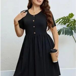 Chic Black Button-Front Dress